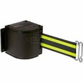 Lavi Industries Warehouse Retractable Belt Barrier, Adj. Mount, Black Case W/18' Black/Neon Ylw Belt 50-3016U/WB/18/BN